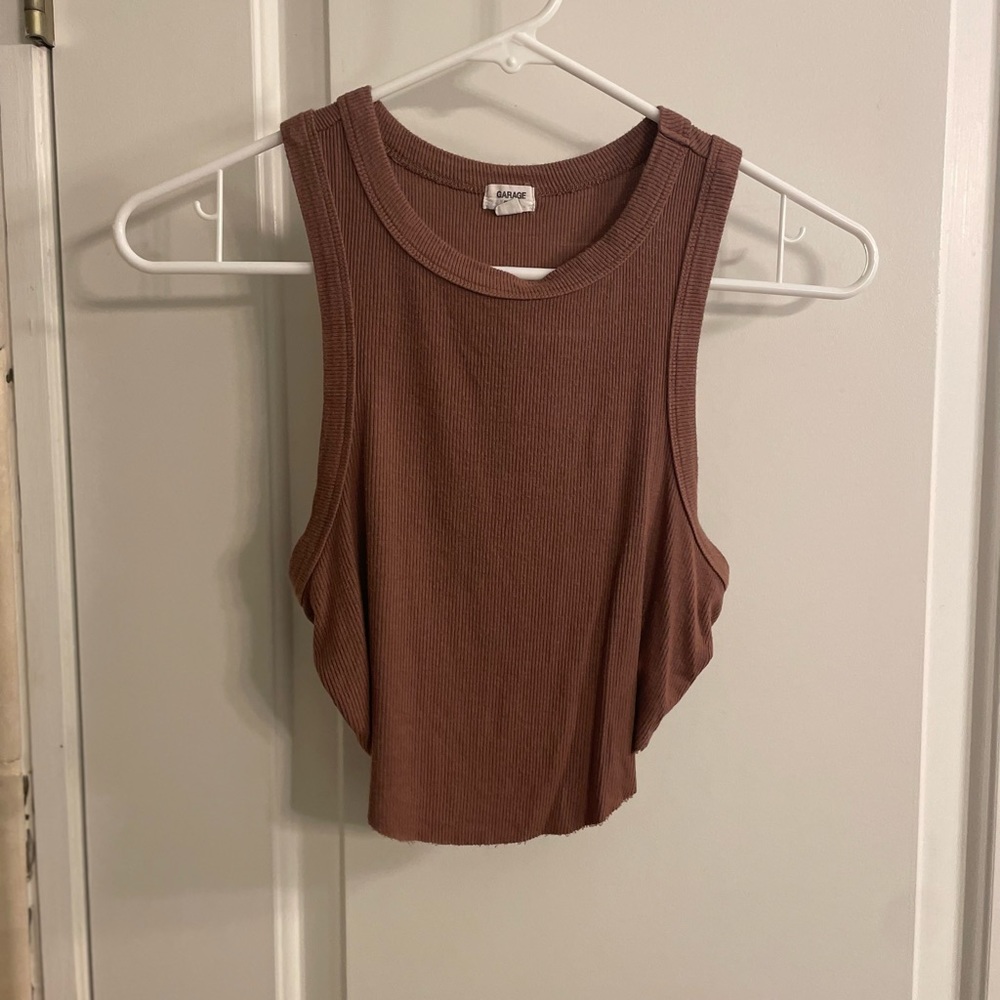 Garage Brown Cropped Wife-Beater